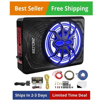 2025 Upgraded 10'' 1200W Slim Under Seat Powered Car Subwoofer, Car/Truck Sub ...