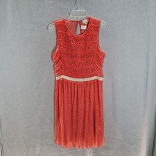 Anthropologie Women Dress Large Red Polka Dots Postmark Ruched Sleeveless