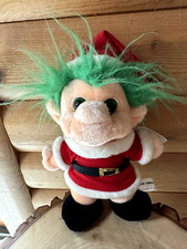 Vintage Trolio Trolls Santa Green Hair 10" Plush Stuffed Toy Doll 1992 W/Tag
