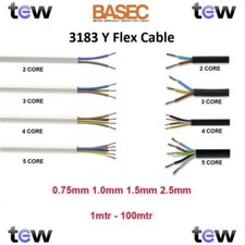 2 3 4 5 CORE ELECTRICAL FLEX ROUND CABLE WIRE 0.75mm 1mm 1.5mm 2.5mm BLACK WHITE