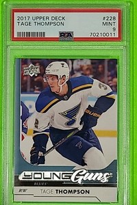 2017-2018 Upper Deck Rookie Young Guns Card #228 Tage Thompson Psa 9