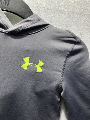 Under Armour Youth Hoodie YMD/JM/M Cold Gear Sport Gray Logo Fleece - Picture 2 of 5