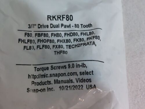 Snap On *New* 3/8" Drive Dual 80® Technology Ratchet Repair/Rebuild Kit RKRF80 - Picture 6 of 6