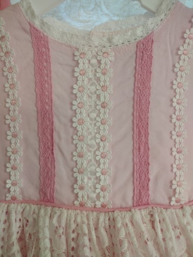 Love & Grow Pink Dress White Lace Overlay & Trim Daisies W/ Shorts Girls 5 - Picture 7 of 20