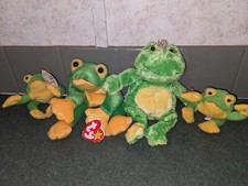 Ty Beanie Baby Teeny Plush Frog Family Smoochy Charm Lot Of 4