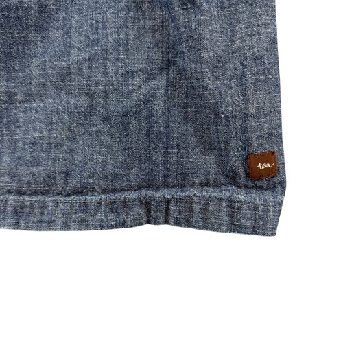 Tea Collection Chambray Shift Dress Girls Blue Pleated Ruffle Cotton Size 7 - Picture 12 of 12