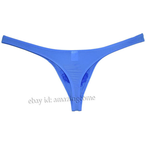 Men's Super Thiny Ice Silk Bikini G-string Underwear Low-rise Soft Pouch Thong - Picture 5 of 33