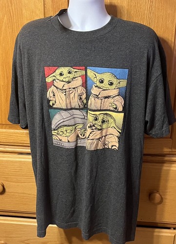 Star Wars The Mandalorian Baby Yoda Grogu T-Shirt Size Adult 2XL Gray Tee NWT