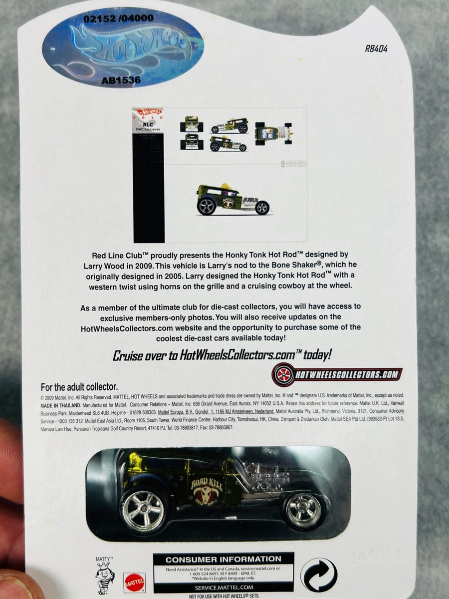 🔥🔥Hot Wheels Red Line Club 2010 Exclusive Honky Tonk Hot