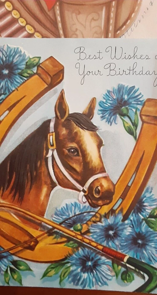 HORSE WESTERN Carreras Ecuestre Vaquero Temático Lote 4 Tarjetas de Felicitación De Colección Pop Up Foto 2 de 4