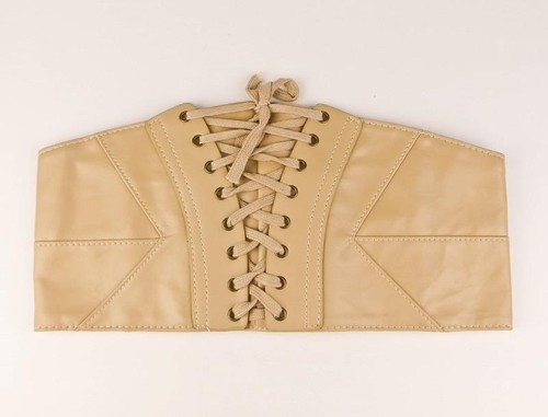 Sexy Wide Lace UP Stretchy Corset Fashion Belt Faux Leather Goth Vampy Rock Tied - Picture 8 of 8