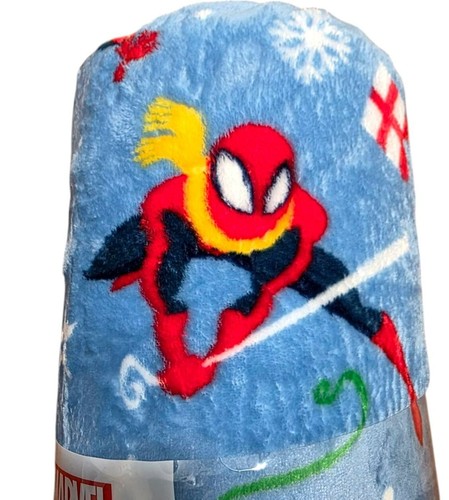 New Marvel Spiderman Plush Throw Blanket Christmas Holiday Snowflake Gift Winter - Picture 2 of 5