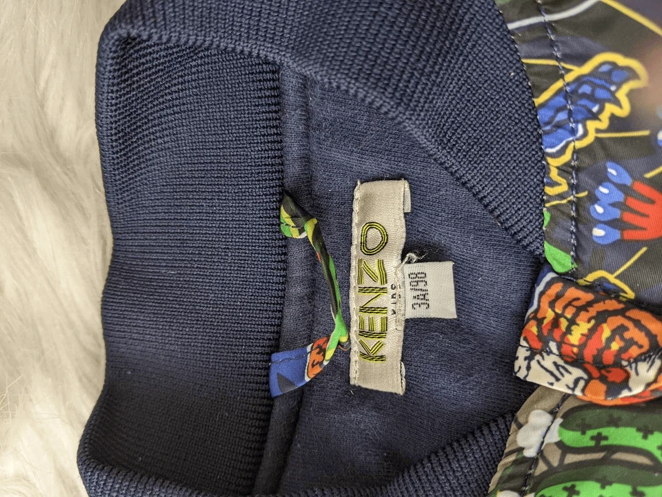 Kenzo Kids Navy Blue Tiger Jungle Print Fleece Lined Jacket 98cm Size 3A - Image 4 of 4