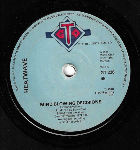 HEATWAVE mind blowing decisions GTO RECORDS 1978.