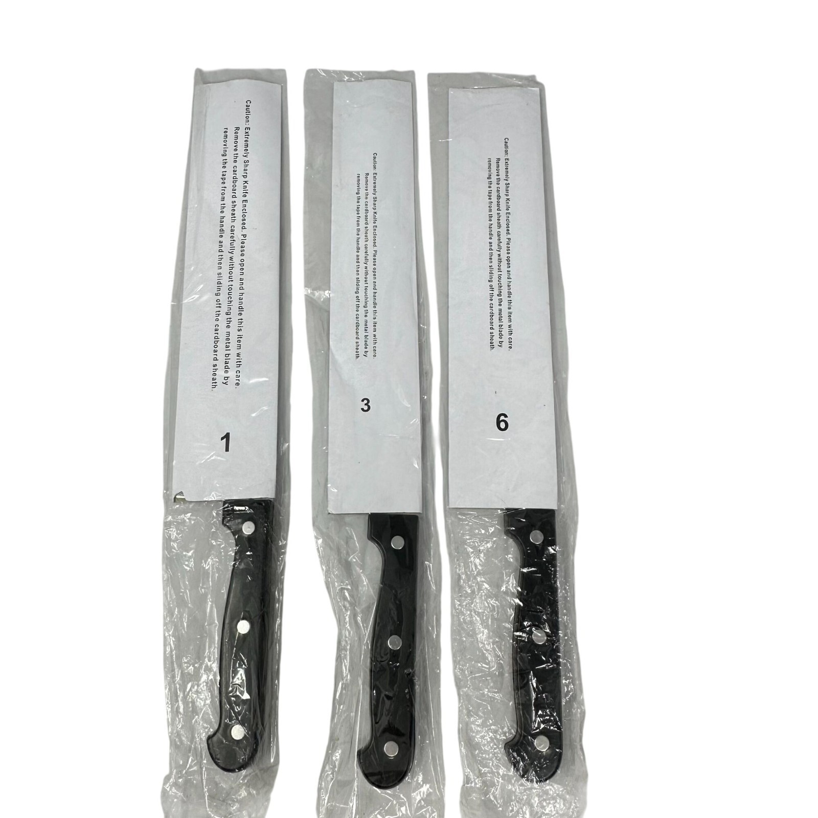 Ronco Six Star Knife Set 1 3 6 Showtime Large Fillet Saw Black Handle Stainless