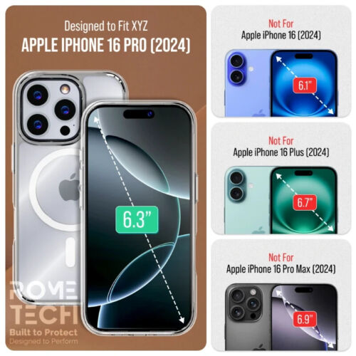 For iPhone 16 Pro Max 16 Plus 16 Pro Clear Case Shockproof TPU MagSafe Cover - Picture 9 of 11