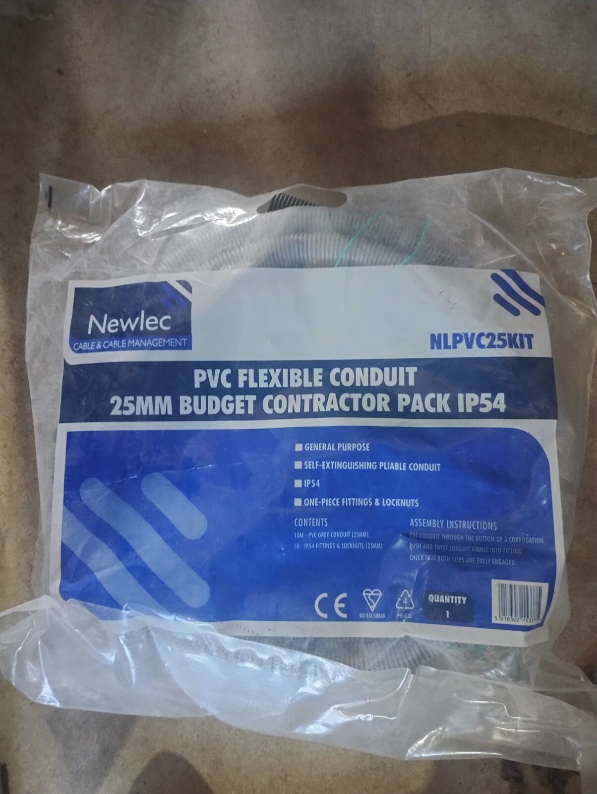 Newlec Flexible Conduit Kit Premium Nylon Cable Sleeving Pipe 25mm