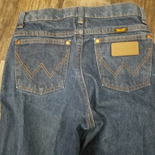 Wrangler Boys Jeans Dark Wash Size 16 Slim 26x30 Pockets Logo Western - Picture 14 of 14