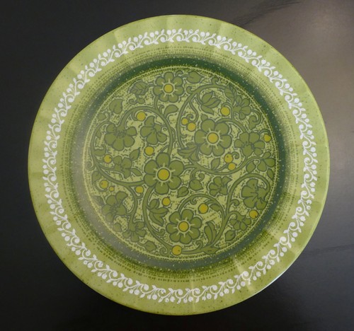 Set of 3 Vintage Prolon Melamine Dinner Plates Avocado Green Floral 10" - Picture 1 of 3