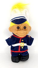 Vintage Marine Red White Blue Lucky Troll Doll by Russ with Yellow Hair