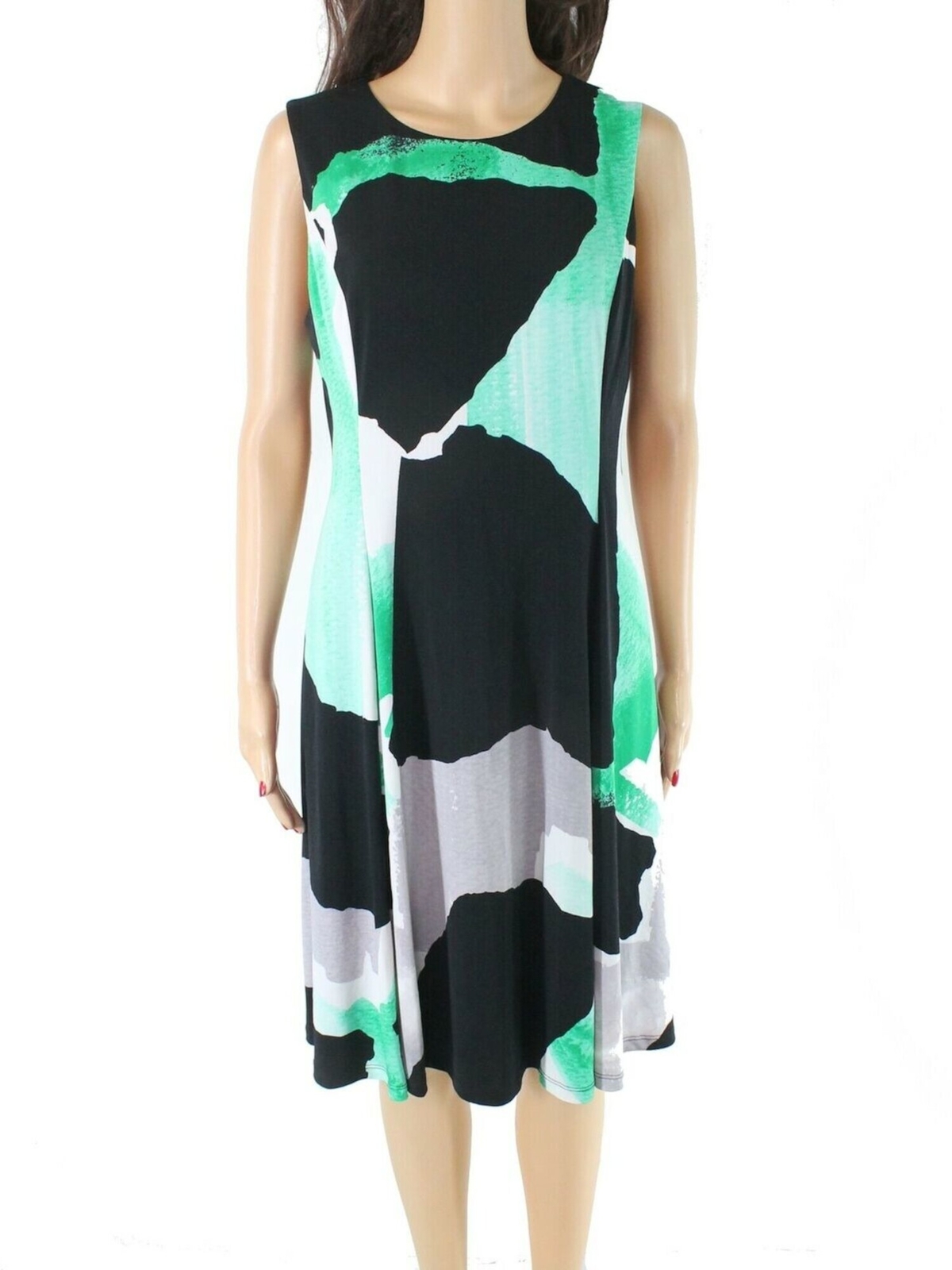 Женское зеленое платье-сорочка DKNY без рукавов с драгоценным камнем на шее длиной до колен Размер: 8