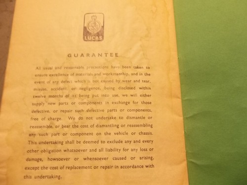 LUCAS ALTERNATING CURRENT EQUIPMENT MAINTENANCE INSTRUCTIONS VINTAGE AHRMA - Picture 6 of 6