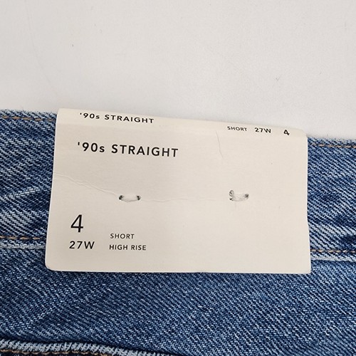 American Eagle Jeans Women's 4/27 Short 90s Straight Blue Denim Distressed NWT - Picture 5 of 8