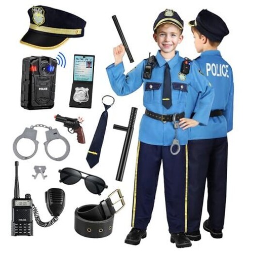  Polizei Kostüm für Kinder, Kinder Polizist Kostüm für Jungen 130-140 (8-10 Jahre) - Bild 1 von 8