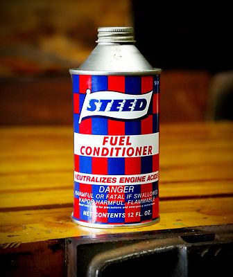 Vintage Steed Racing Flag Fuel Conditioner Can 12oz Advertising Car Oil Gas NOS