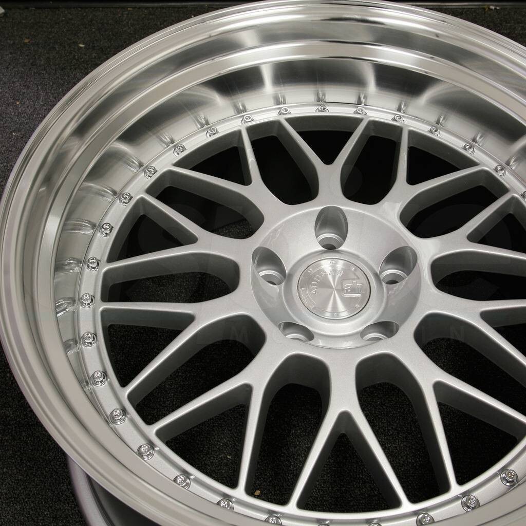 18x9.5 Aodhan AH02 Wheels Silver Machined Lip 5x100 +35 Rims 18 Inch ...