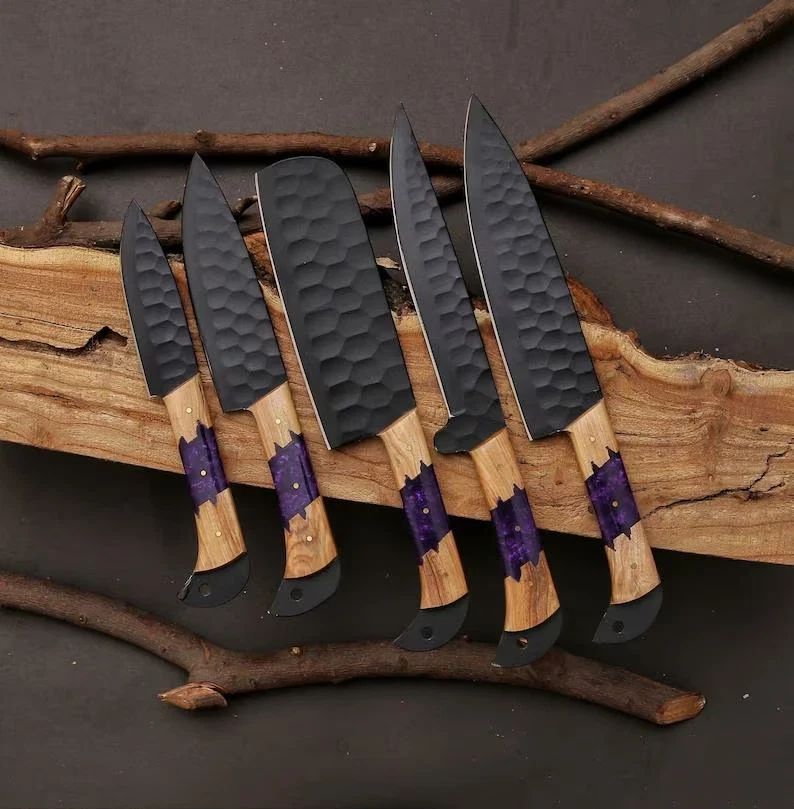 Custom Forged Damascus Steel Chef BBQ 5 PCS Kitchen knife Set, Gift For Men
Opens in a new window or