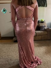 ALYCE brand pink sequin two piece formal long dress size 6 prom/pageant