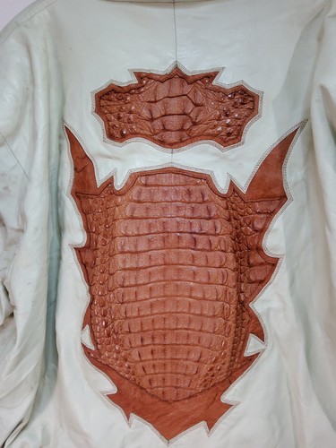 Los Altos White Genuine Lambskin/ Caiman Leather / Crocodile Jacket Please Read - Picture 11 of 24