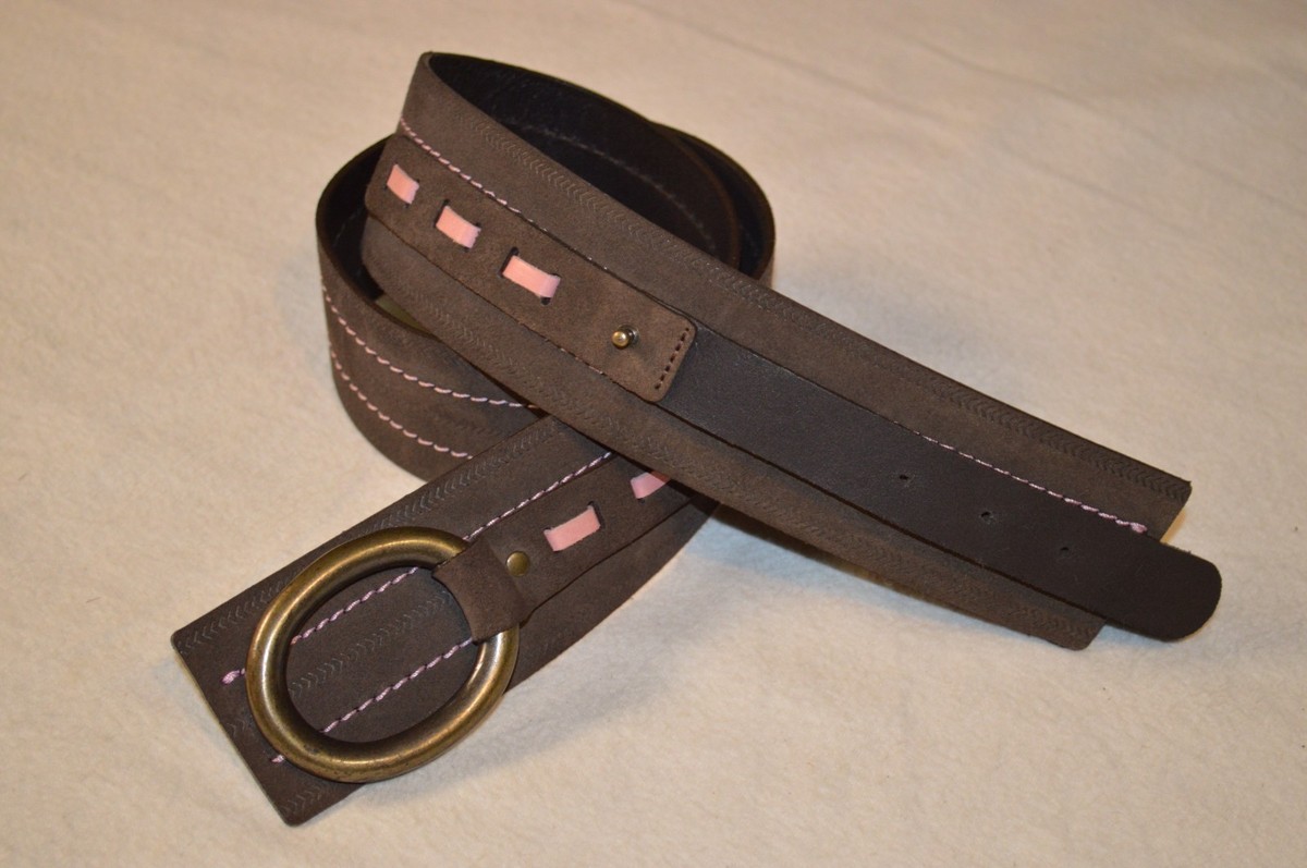 United Colors of Benetton wide Brown and Pink Leather Suede 