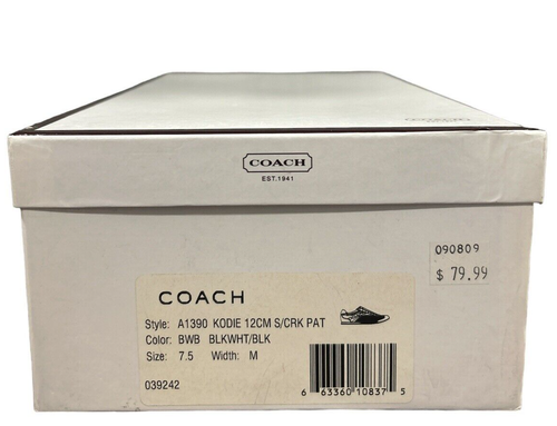 Coach Womens Kodie Signature Sneakers Sz 7.5 Black A1390 Canvas/Patent Leather - Picture 9 of 9