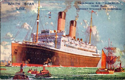 KAPPYS ANTIQUE POST CARDS WHITE STAR LANESS ALBERTIC STEAMER TO MONTREA (NEW123)