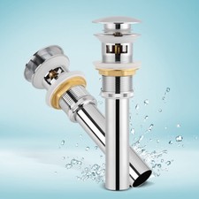 Kitchen Bathroom Basin Sink Solid Brass Pop Up Drain Stopper With Overflow Ho US