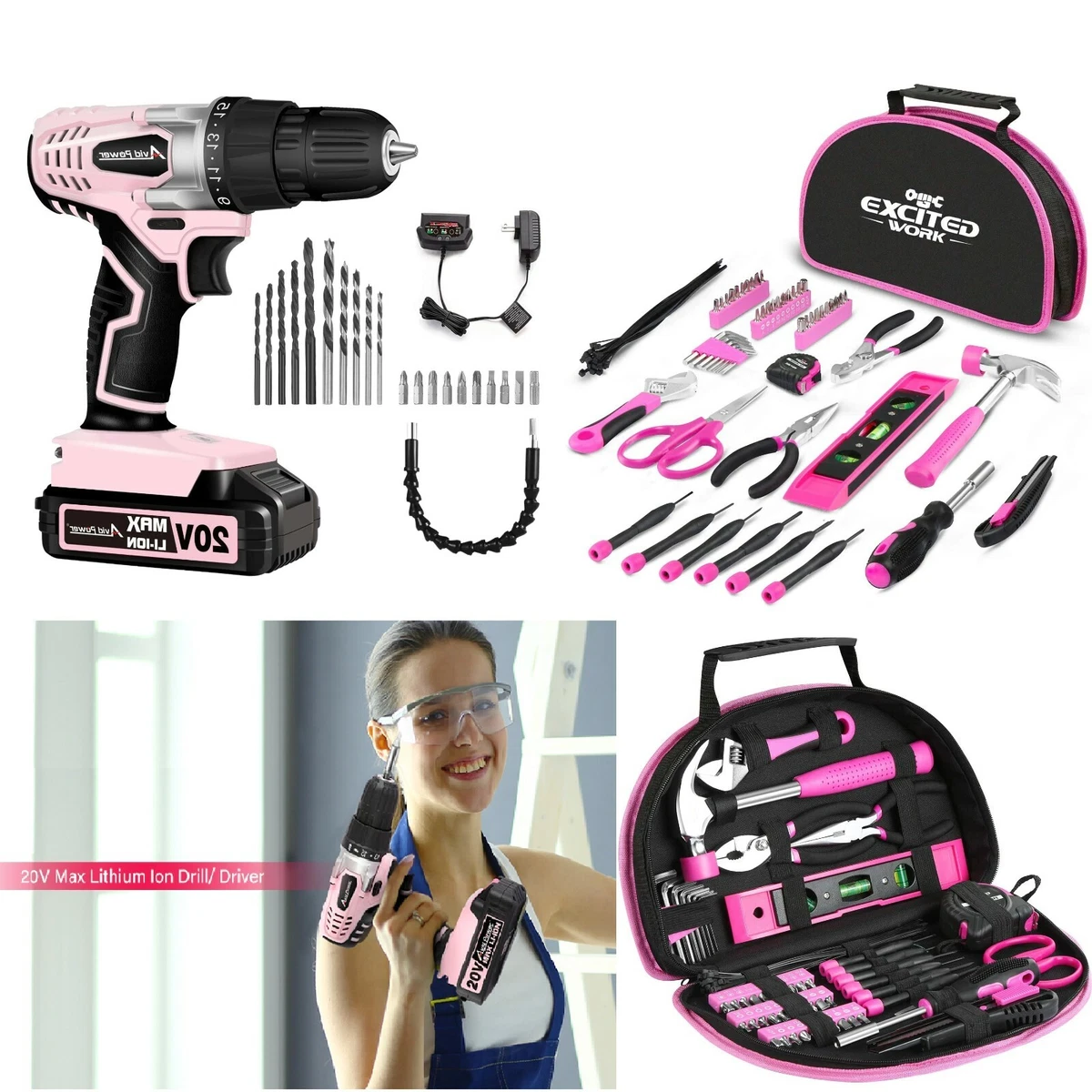 Ladies tool kit with drill outlet