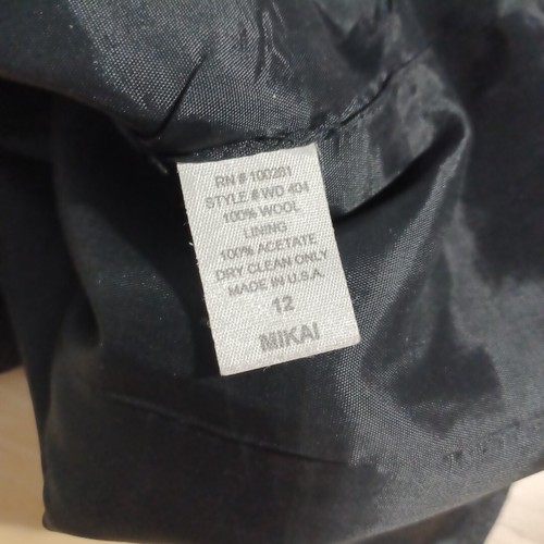 VTG MIKAI Top 12 Charcoal Gray 100% Wool High Neck Lined Sleeveless Base Career - Picture 6 of 6