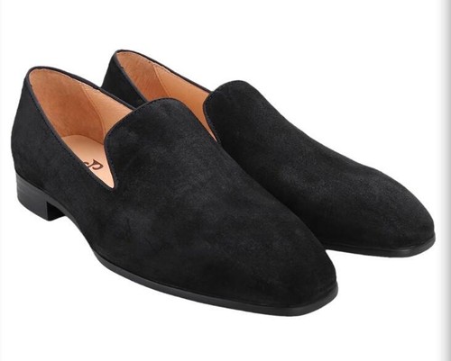 Men's Fashion British Round Toe Slip On Loafers Casual Party Suede Dress Shoes - Picture 4 of 24