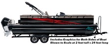 Red Black Angled Lines Graphic Wrap Decal Kit Bass Fishing Boat Vinyl Pontoon US