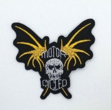 Skull and Butterfly Patch Embroidered Iron On Lady Biker Skater 101