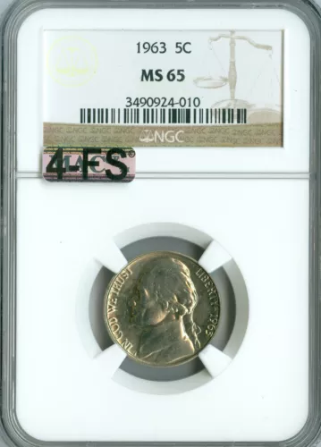 1963 JEFFERSON NICKEL NGC MS65 MAC 4FS TOUGH DATE SPOTLESS $100 IN FS .