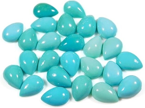 Pear Flat Back Natural Arizona Turquoise AAA Loose Gemstone For Making Jewelry - Picture 10 of 20