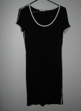 Calvin Klein  Black T-Shirt Dress – Size 4- 6 short sleeve white trim