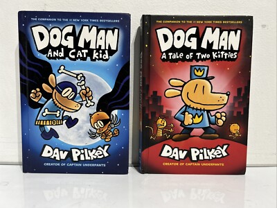 DOG MAN And Cat Kid + A Tale Of Two Kitties Hardcovers By Dav Pilkey - VGC
