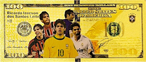 π BANCONOTA DA 100 DOLLARI PLACCATA ORO β TRIBUTO KAKΓ DA COLLEZIONE π§π·β½ EDIZIONE LIMITATA - Foto 12 di 14