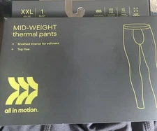 All in Motion Mens Midweight Thermal Pants Base Layers, Gray Size 2XL (44-46)