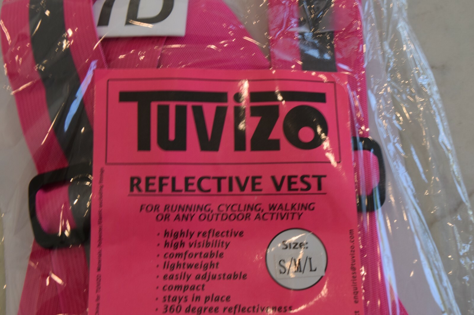 Pink Reflective Tuvizo Safety Vest Running Biking Walking Women's One Sz: S/M/L 