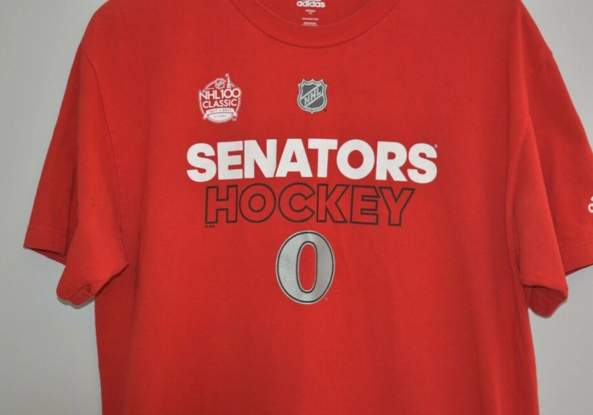 Men Red ADIDAS NHL 100 Classic Ottawa Senators T shirt Size Large